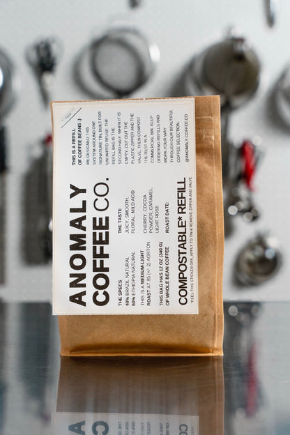 Anomaly Coffee Blend No.1 tin. The label in this photo is from a previous lot; see the description for the current coffee.