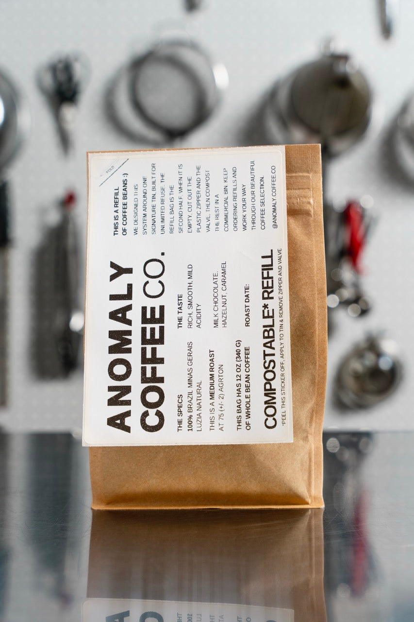 Anomaly Coffee Single Origin No.1 tin. The label in this photo is from a previous lot; see the description for the current coffee.